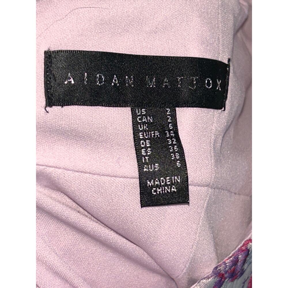 Aidan Mattox Floral Jacquard Dress 2 Pink Lilac Metallic Fit Flare Pockets Prom - Picture 13 of 13
